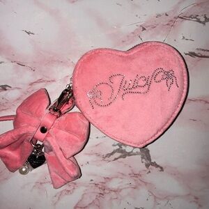 Juicy Couture Pink Velvet Heart Coin Purse with Bow Charm